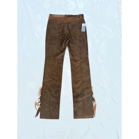 Vintage Ralph Lauren Suede Leather Fringe Pants Western Concho Lace Up Boho NWT - Picture 4 of 16